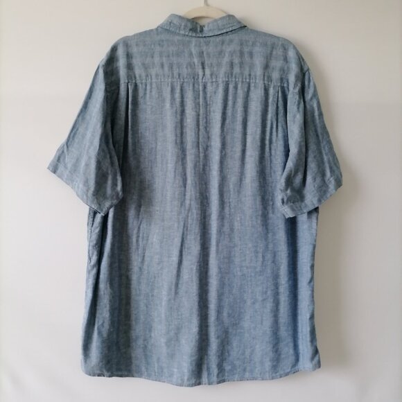 Weatherproof Vintage Mens Denim Blue Washable Linen Button Down Shirt Size XL - Picture 4 of 7